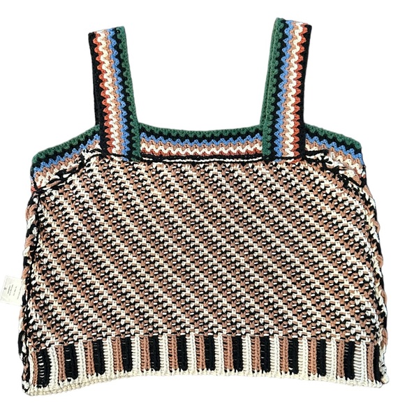 Veronica Beard Livina Woven Knit Sweater Stripe Diagnol Geometric Tank Top Small - Picture 4 of 16